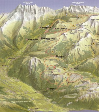 Cartina della Val d’Illiez e di Champéry (42741 bytes)